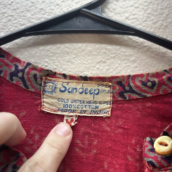 Vintage Sundeep Boho Dress 60s 70s Indian Peasant Hippie Prairie Woodstock XS/S - Picture 9 of 14